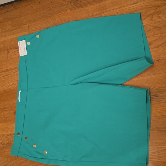 LIZ CLAIBORNE BRAND WOMEN'S PLUS PULL-ON GREEN BERMUDA MID-RISE SHORTS SIZE 3X - Picture 2 of 12